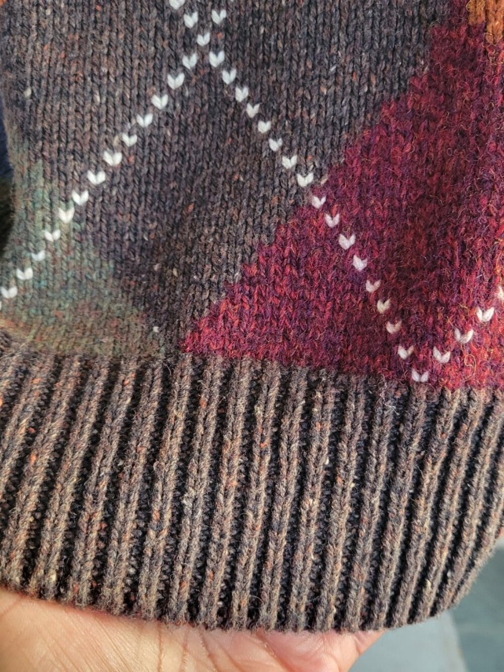 Vintage Haggar Argyle Sweater Men’s L Lambswool Cotton Multicolor Crewneck - Picture 7 of 15
